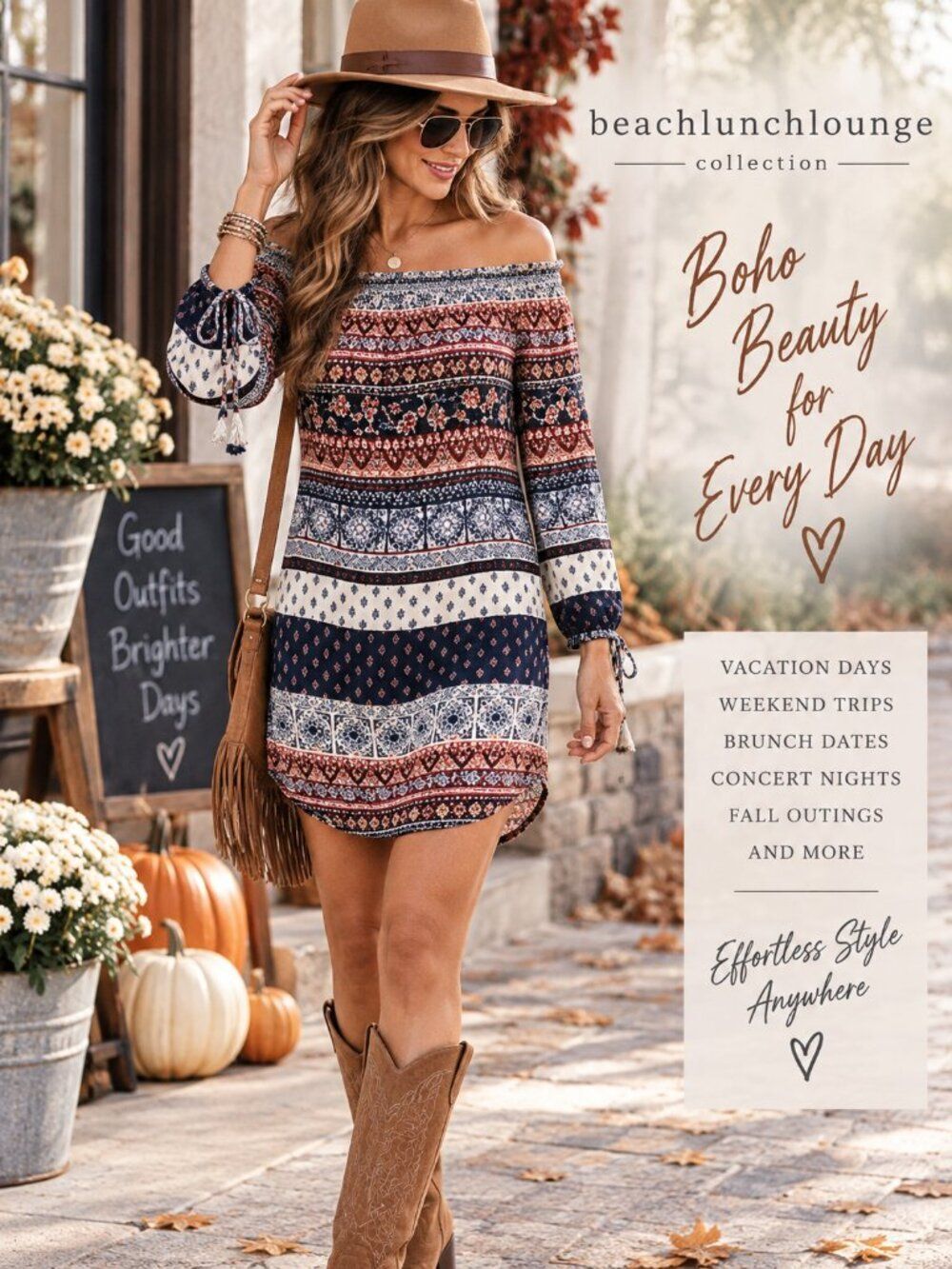 Off Shoulder Boho Mini Dress XS Navy Rust Print Long Sleeve Western Festival